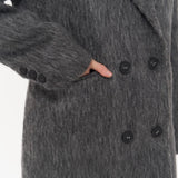 Layered Double-Breasted Textured Coat