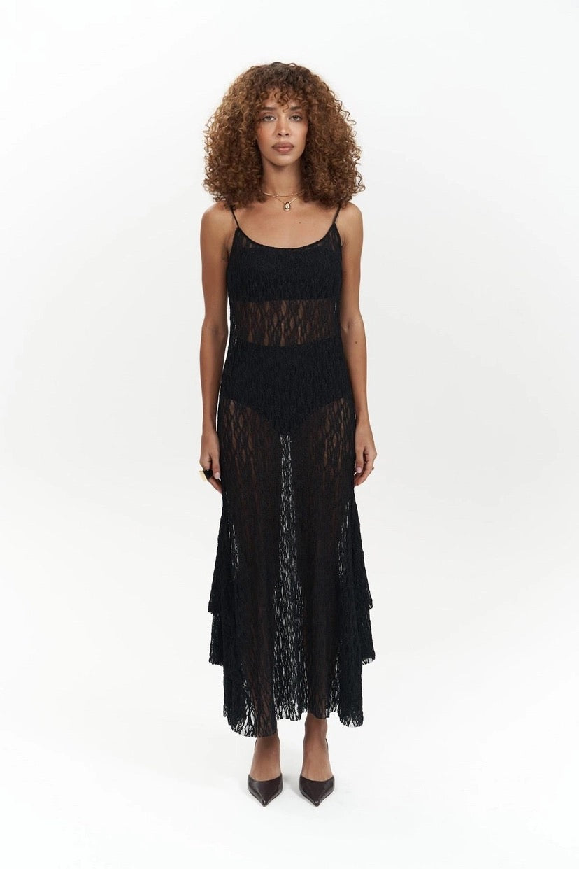 Long Transparent Lace Dress