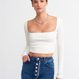 Basic Square Neck Ribbed Top