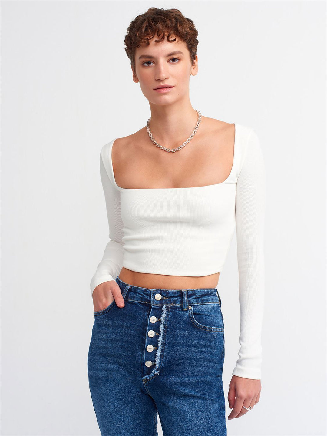 Basic Square Neck Ribbed Top