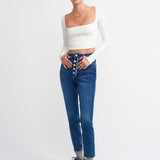 Basic Square Neck Ribbed Top