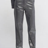 Coated Straight Leg Pants