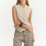 Asymmetric Buttoned Vest Beige