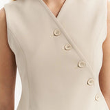 Asymmetric Buttoned Vest Beige