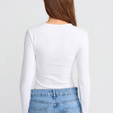 Soft Modal Ribbed Buttoned Long Sleeve Top