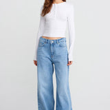 Soft Modal Ribbed Buttoned Long Sleeve Top