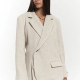 Single-Breasted Cream Jacket with Button Cuffs