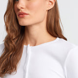 Soft Modal Ribbed Buttoned Long Sleeve Top