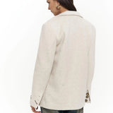 Single-Breasted Cream Jacket with Button Cuffs