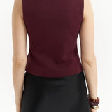 Asymmetric Buttoned Vest Burgundy