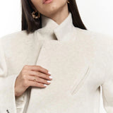 Single-Breasted Cream Jacket with Button Cuffs