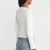 Notch Button Rib Top Ecru