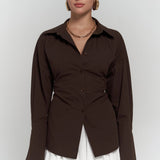 Corset Back Poplin Shirt
