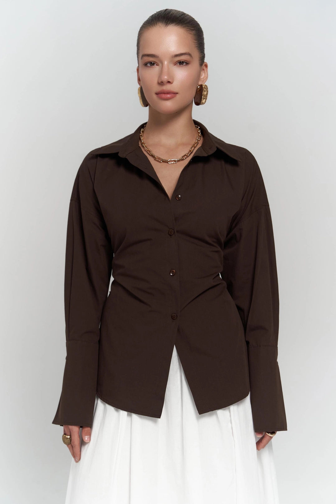 Corset Back Poplin Shirt