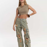 Distressed Cargo Jeans