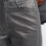 Coated Straight Leg Pants