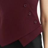 Asymmetric Buttoned Vest Burgundy