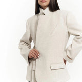 Single-Breasted Cream Jacket with Button Cuffs