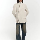 Single-Breasted Cream Jacket with Button Cuffs