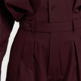 Button Detailed Utility Short Jumpsuit Burgundy