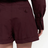 Button Detailed Utility Short Jumpsuit Burgundy