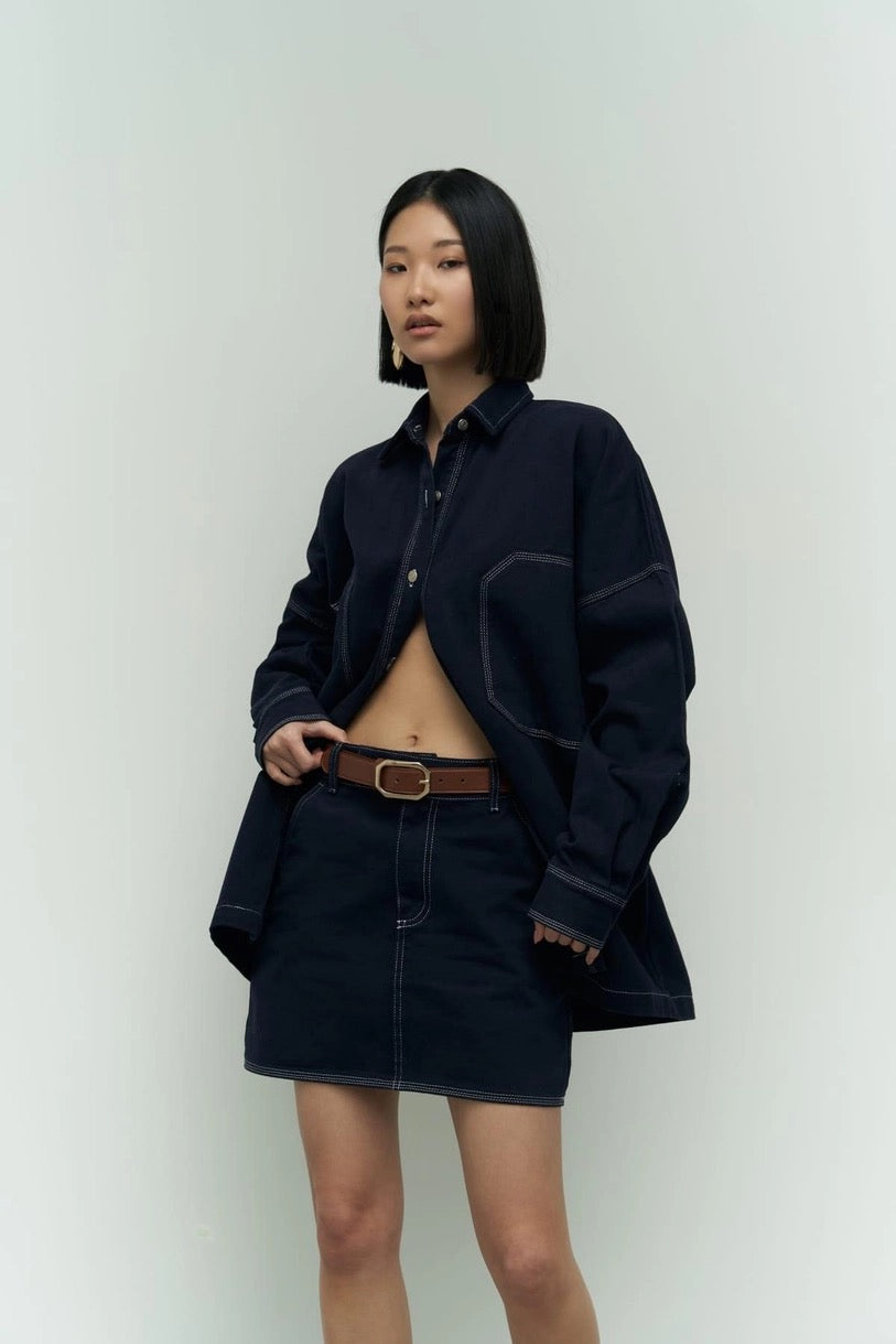 Navy Skirt Set