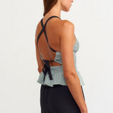 Crossback Smocked Peplum Top
