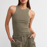 Washed Rib Racerback Crop Tank