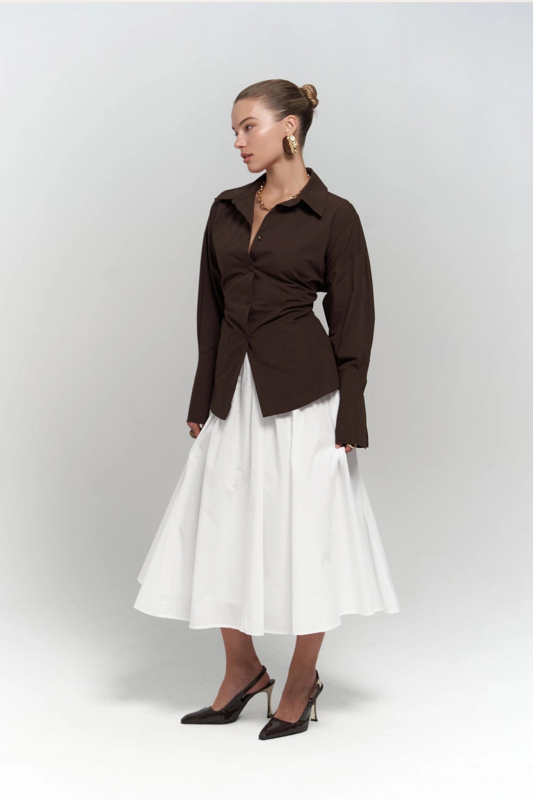 Corset Back Poplin Shirt