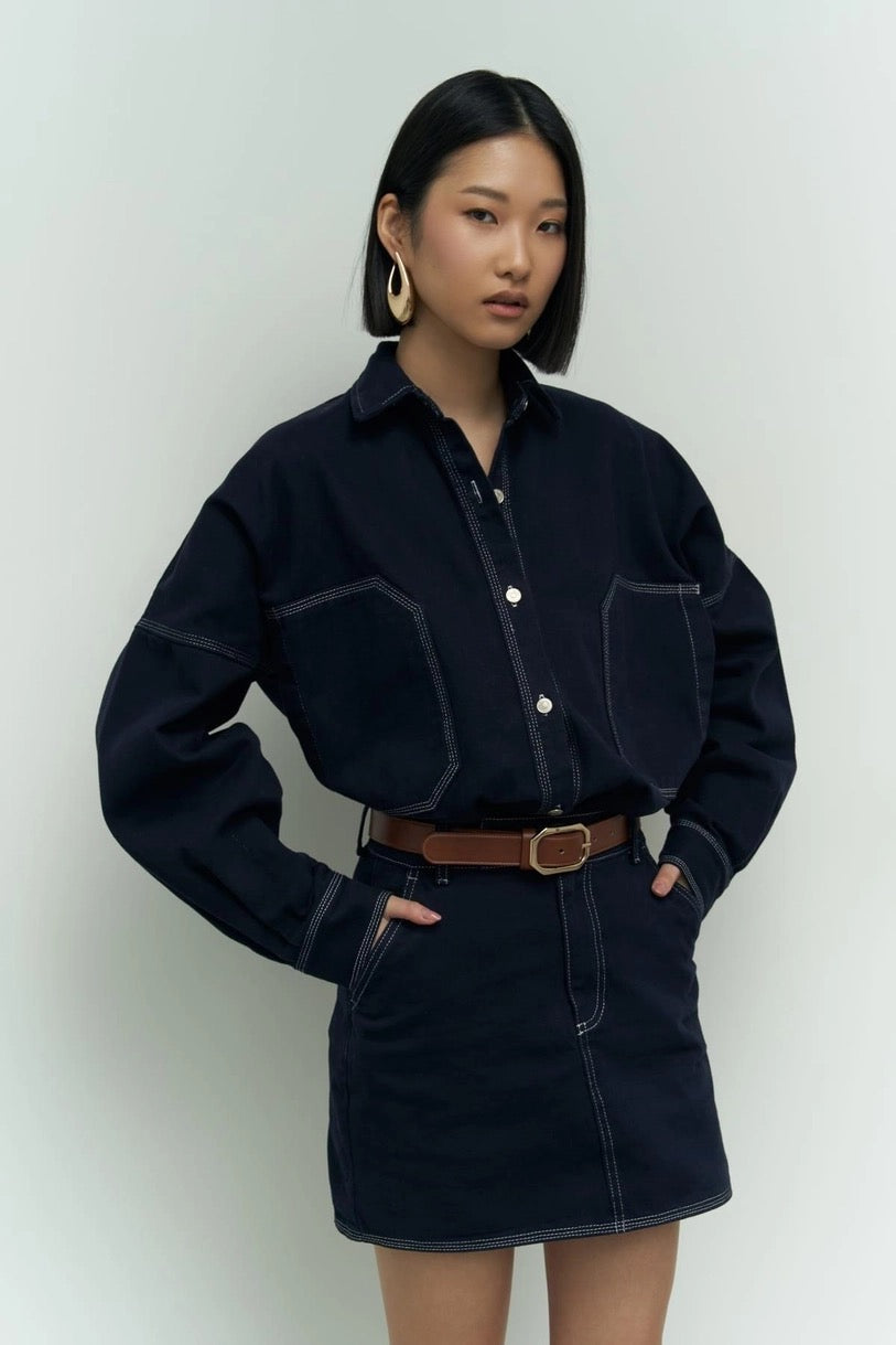 Navy Skirt Set