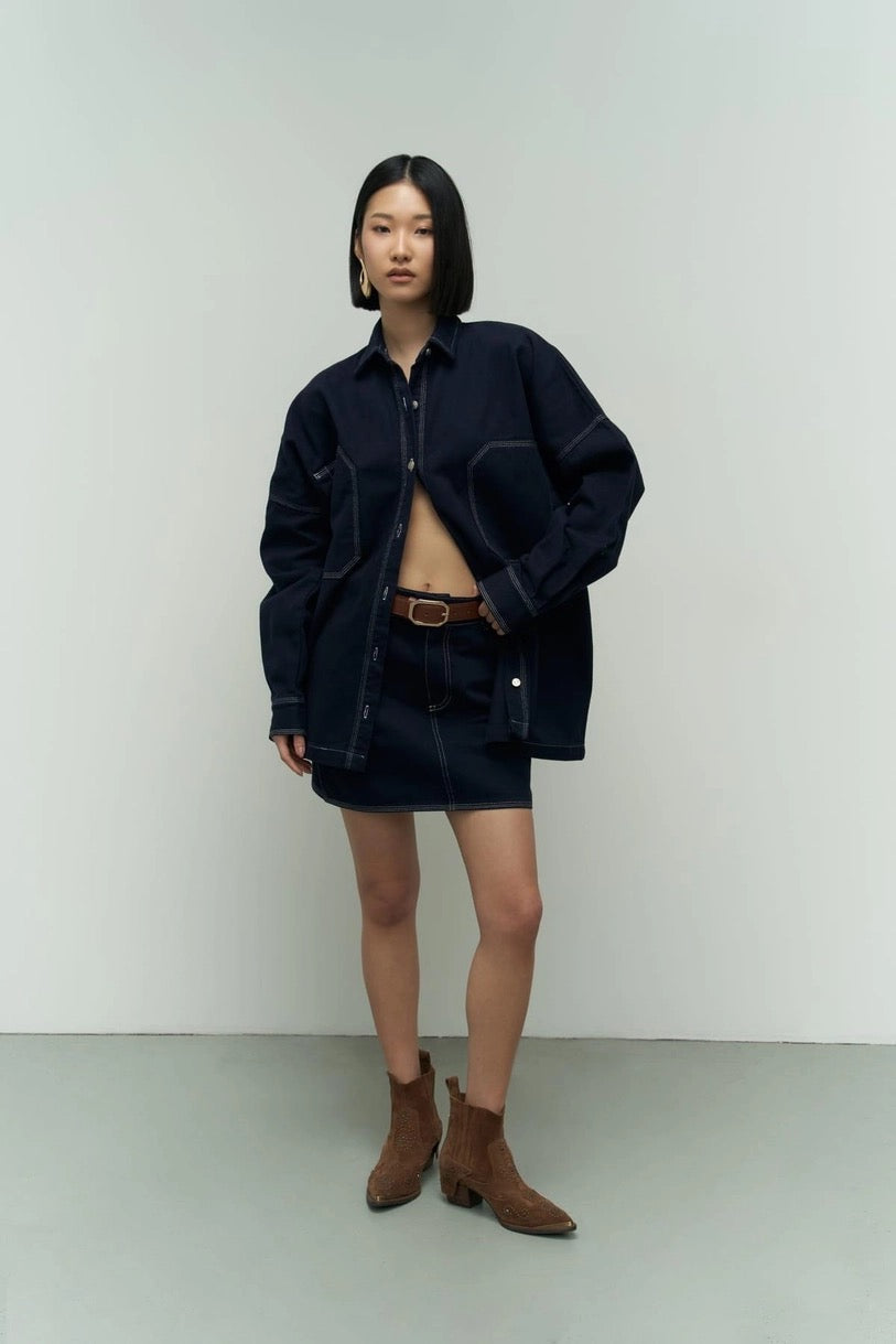 Navy Skirt Set