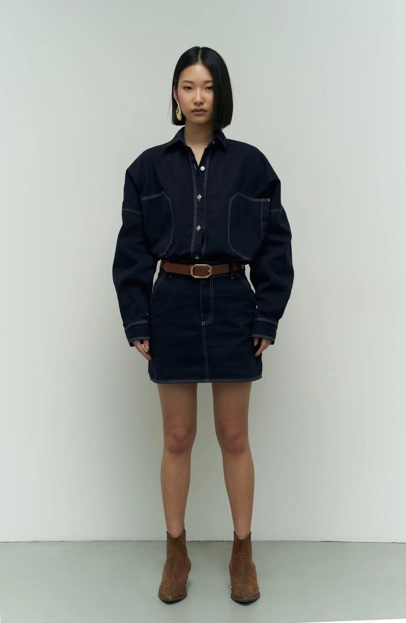 Navy Skirt Set