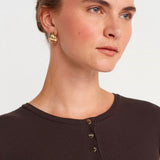 Rib Henley Top Brown
