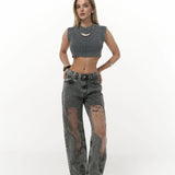 Premium Sheer Jeans Charcoal