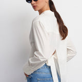 Open Back Tie Cotton Shirt