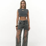 Premium Sheer Jeans Charcoal