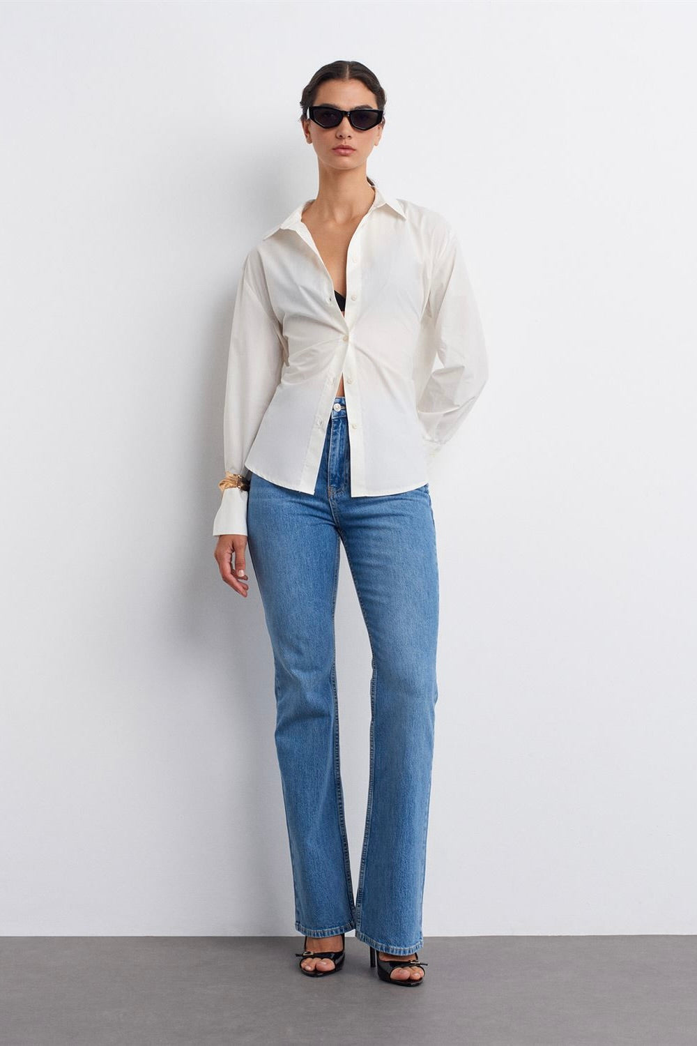 Open Back Tie Cotton Shirt