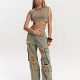 Distressed Cargo Jeans