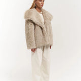 Plush Snap-Front Oversized Fur Jacket