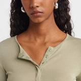 Soft Modal Ribbed Buttoned Long Sleeve Top