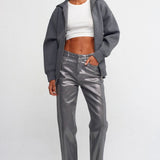 Coated Straight Leg Pants