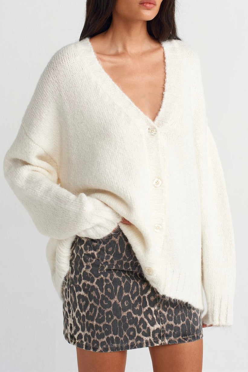 Soft V-Neck Knit Cardigan