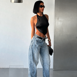 Washed Taper Barrel Jeans