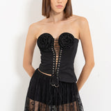 Rose Corset Top Black