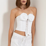 Rose Corset Top White