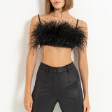 Feather Trim Bra Top