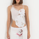 Pomeranian Print Lace Trim Mini Skirt