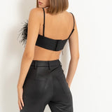 Feather Trim Bra Top
