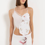 Pomeranian Print Lace Trim Mini Skirt