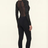 Twist Front Ruched Mesh Bodysuit